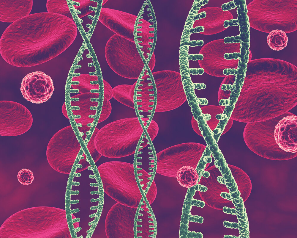 DNA with red blood cells