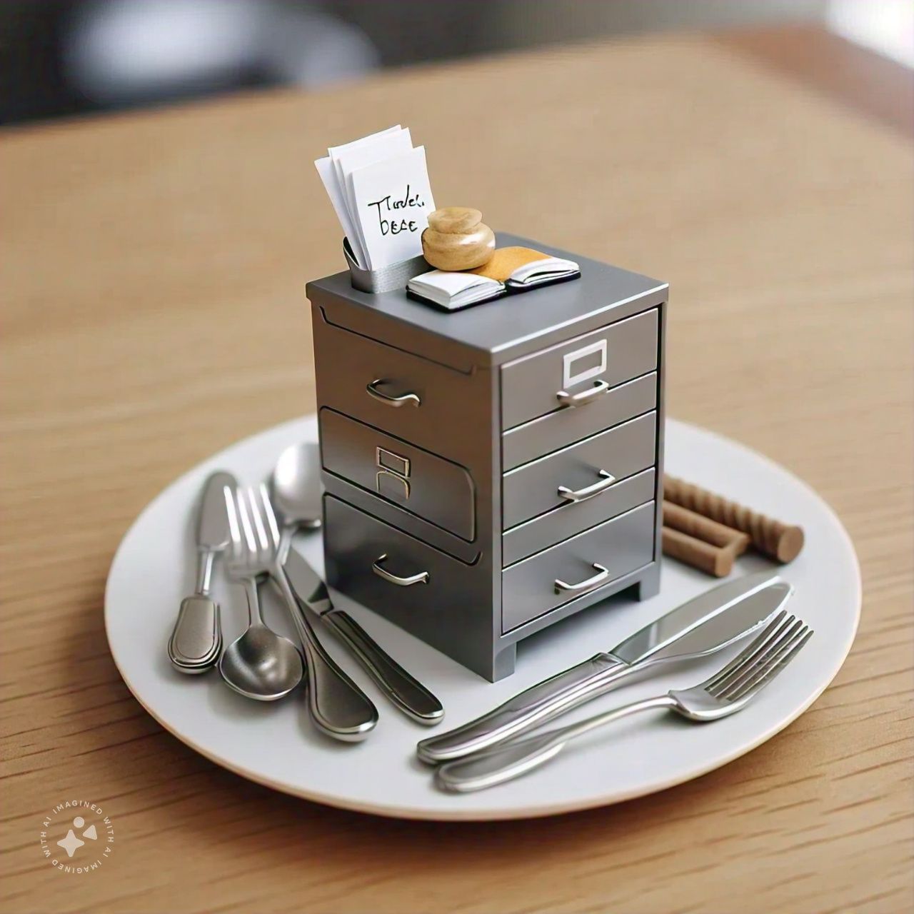 file cabinet on dinner plate