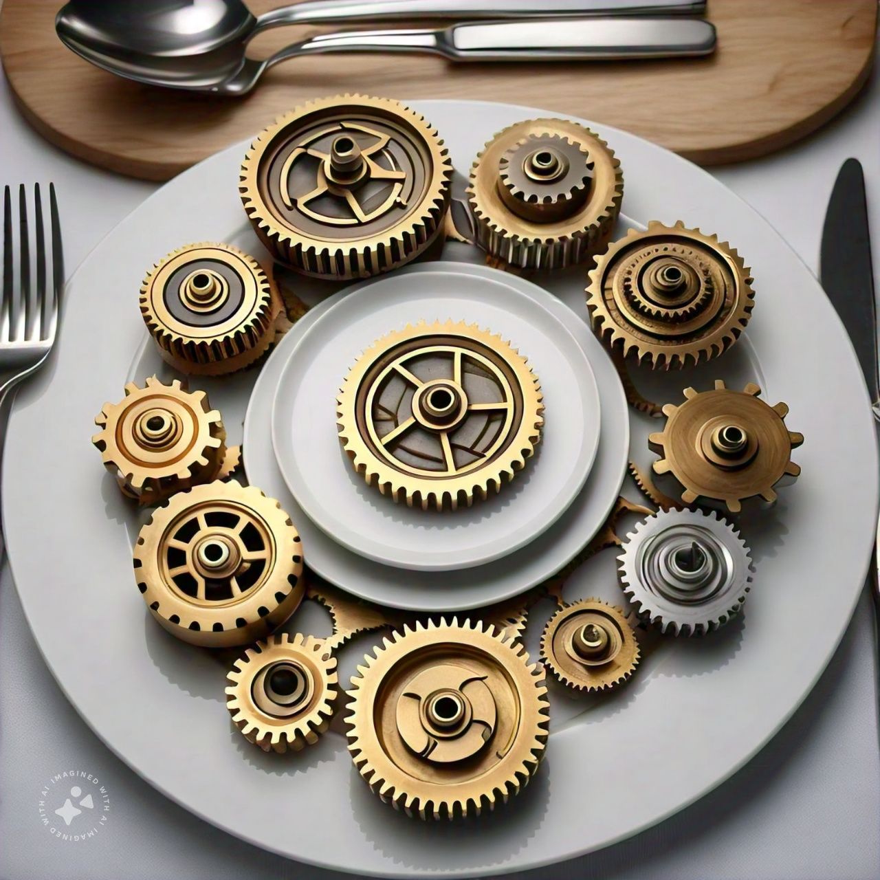 Cogs ontop of a dinner plate